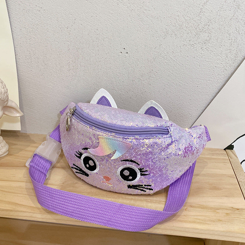 Kids Casual Cute Cartoon Sequins Waist Chest Bag