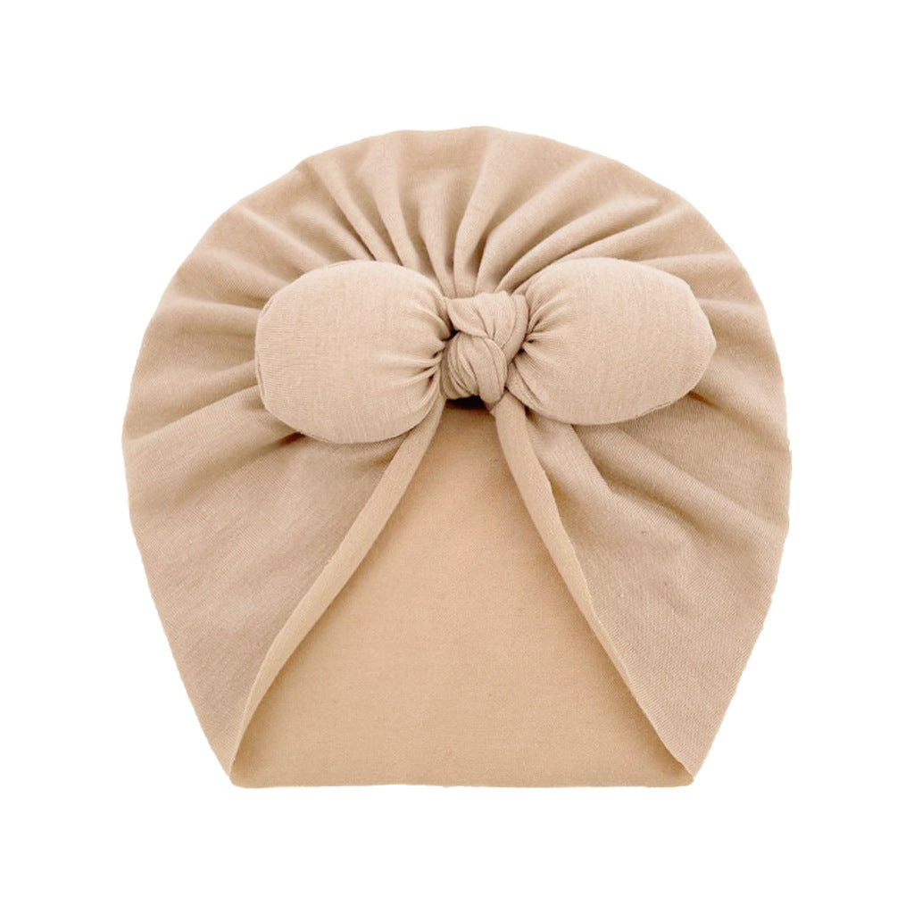 Newborn Cute Solid Color Bow Turban Cap