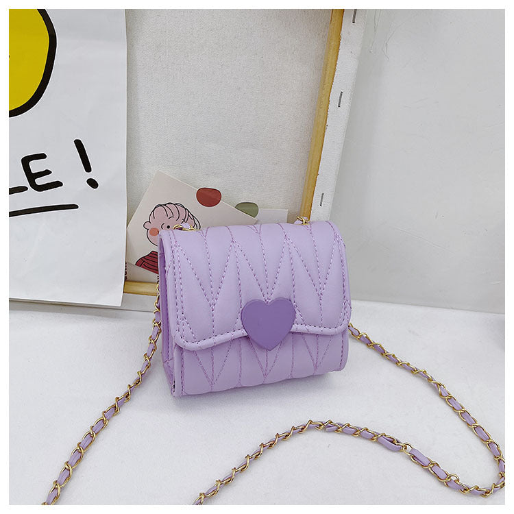 Kids Fashion Chic Quilted Heart Crossbody Bag
