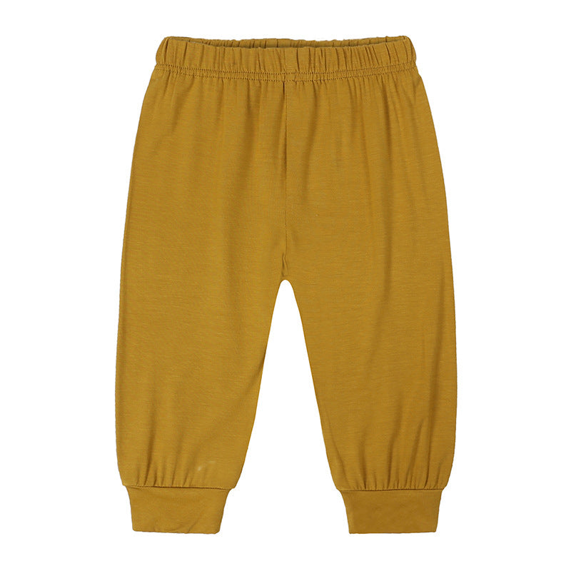 Kids Baby Boys Girls Casual Basic Solid Color Trousers