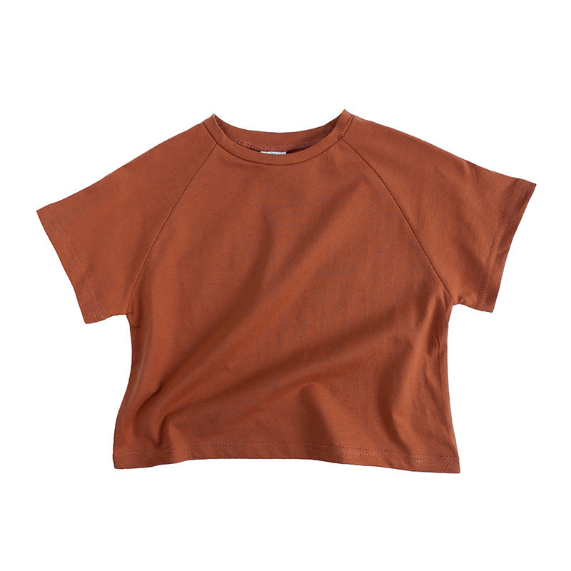 Children Kids Toddlers Girls Boys Boys Short Sleeve Solid Color T-Shirt