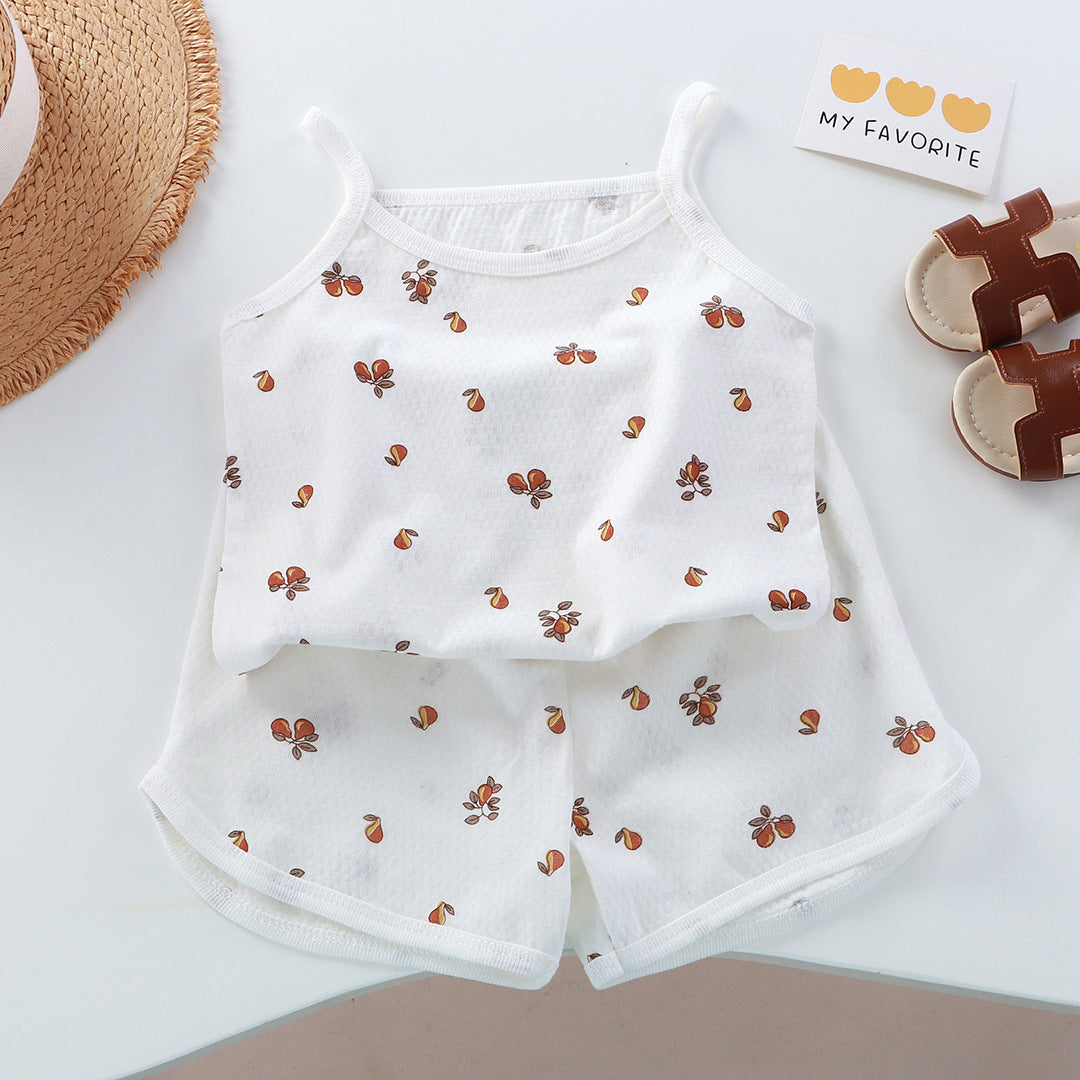 Cotton Toddler Girls Summer Camis Shorts Two-Piece Set