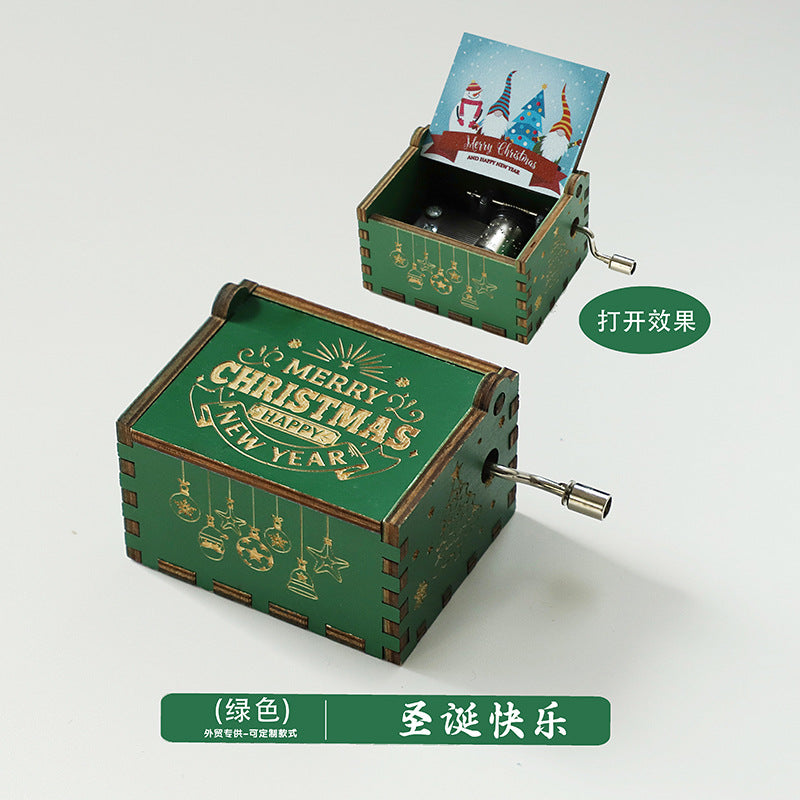 Wooden Music Box Ornaments Classical Carving Hand-Cranked Music Box Crafts Gifts