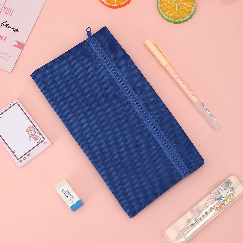 Fashion Simple Solid Color Oxford Cloth Zipper Pencil Bag
