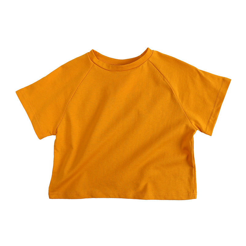 Children Kids Toddlers Girls Boys Boys Short Sleeve Solid Color T-Shirt