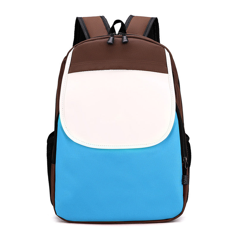 Children Fashion Girls Boys Color Matching Canvas Backpack School Bag