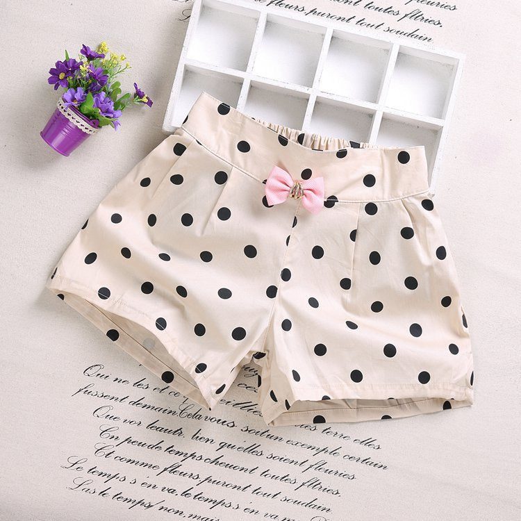 Girls Basic Bow Heart Polka Dot All Over Print Shorts