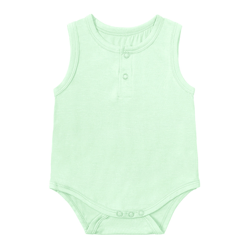 Kids Baby Boys Girls Casual Cute Solid Color Sleeveless Romper