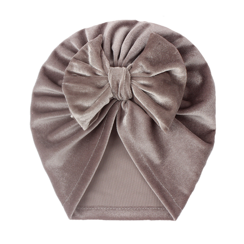 Newborn Cute Solid Color Bow Turban Cap