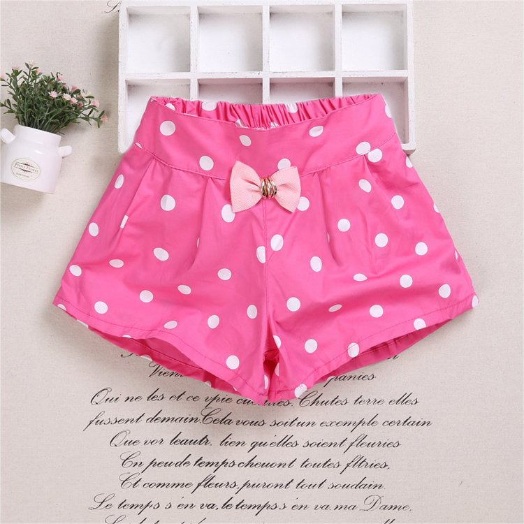 Girls Basic Bow Heart Polka Dot All Over Print Shorts