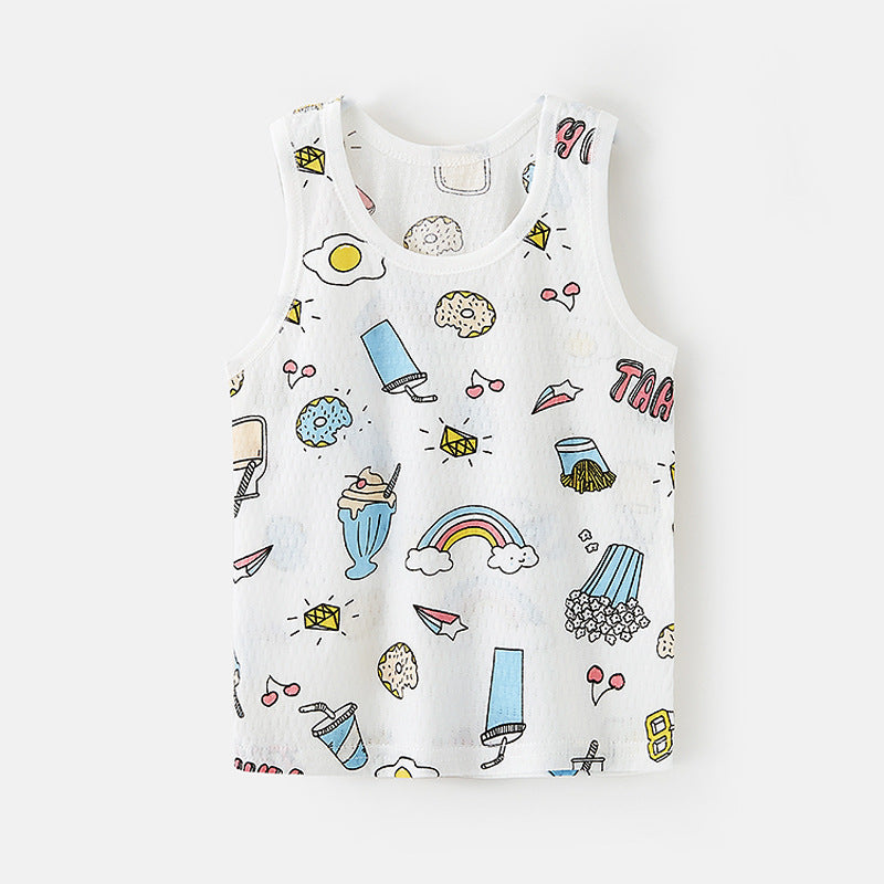 Kids Toddler Boys Girls Casual Cute Cartoon Print Tank Top
