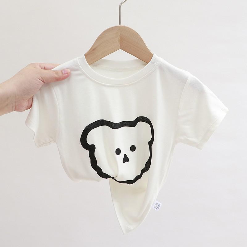 Kids Casual Roun Neck Short Sleeve Loose Basic T-shirt