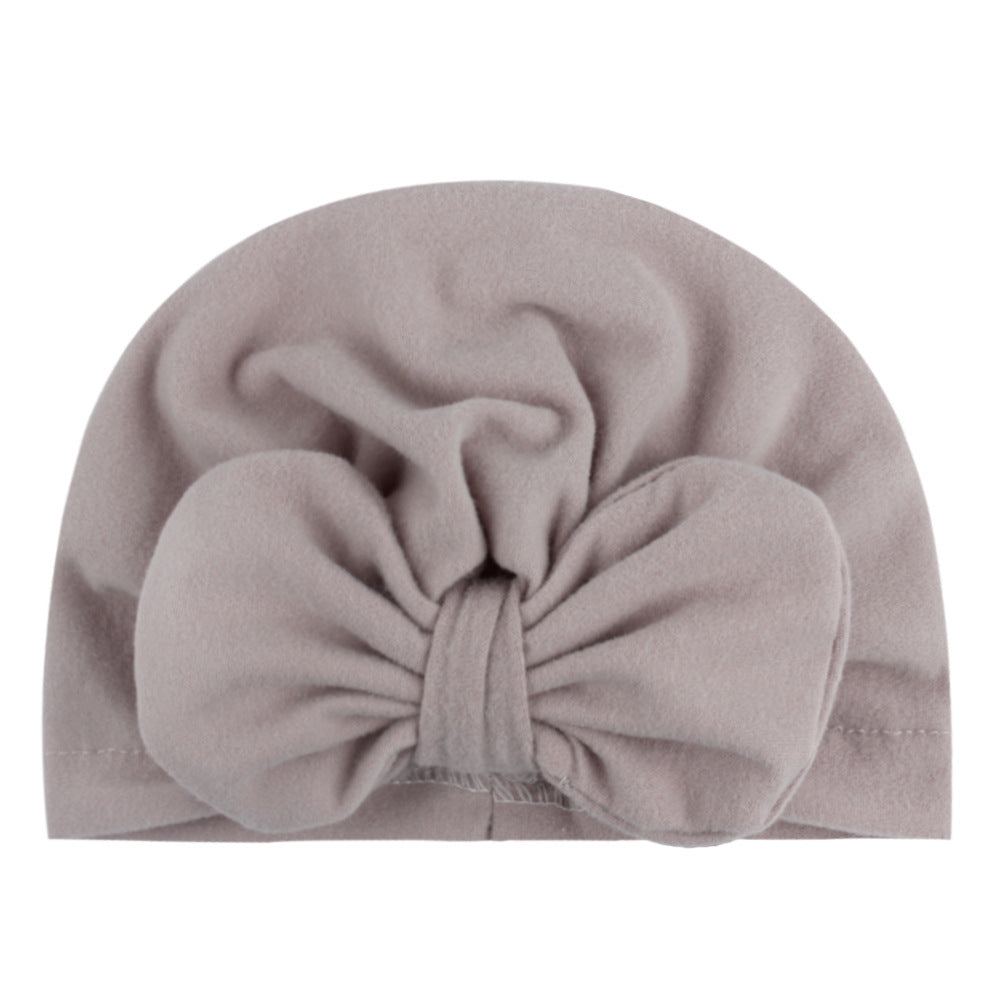 Newborn Cute Solid Color Bow Turban Cap