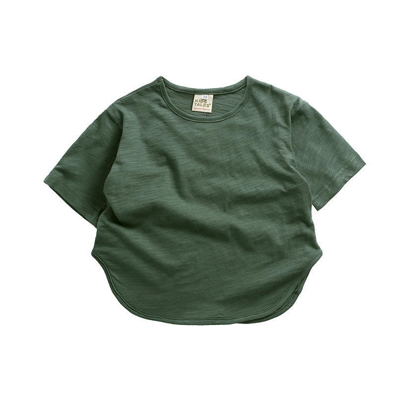 Children Kids Toddlers Girls Boys Boys Short Sleeve Solid Color T-Shirt