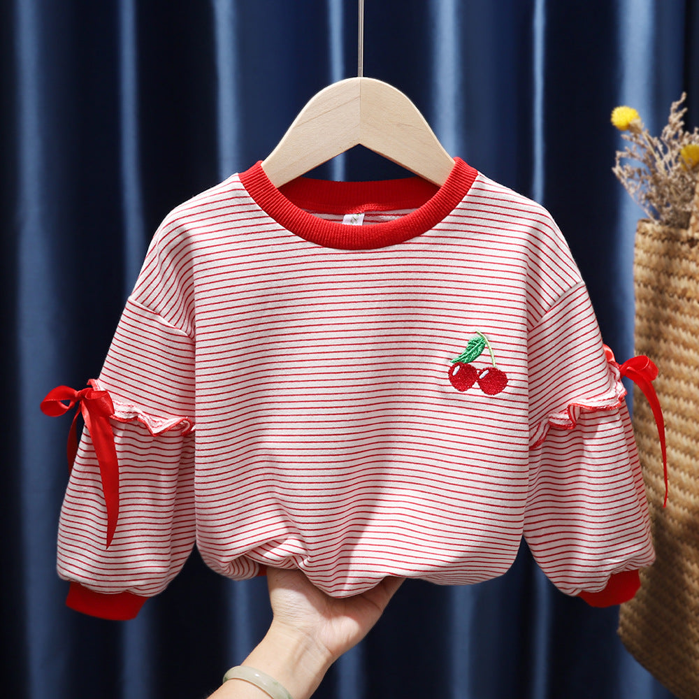 Children Kids Toddlers Girls Mesh Sleeve Sweet White T-Shirt