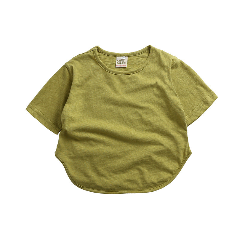 Children Kids Toddlers Girls Boys Boys Short Sleeve Solid Color T-Shirt