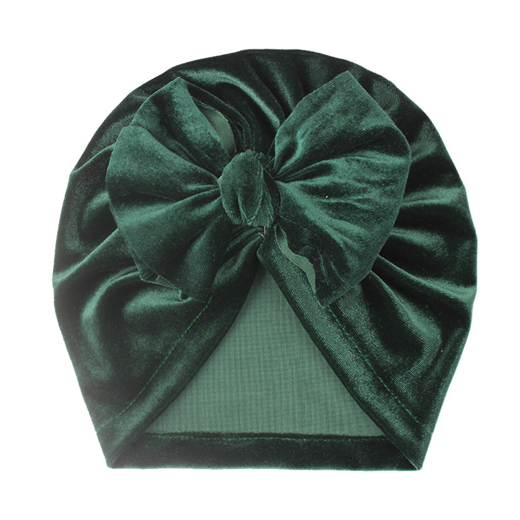 Newborn Cute Solid Color Bow Turban Cap
