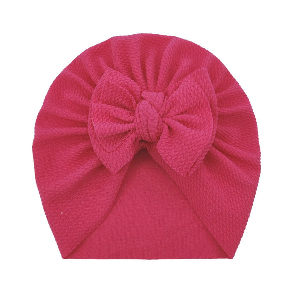 Newborn Cute Solid Color Bow Turban Cap