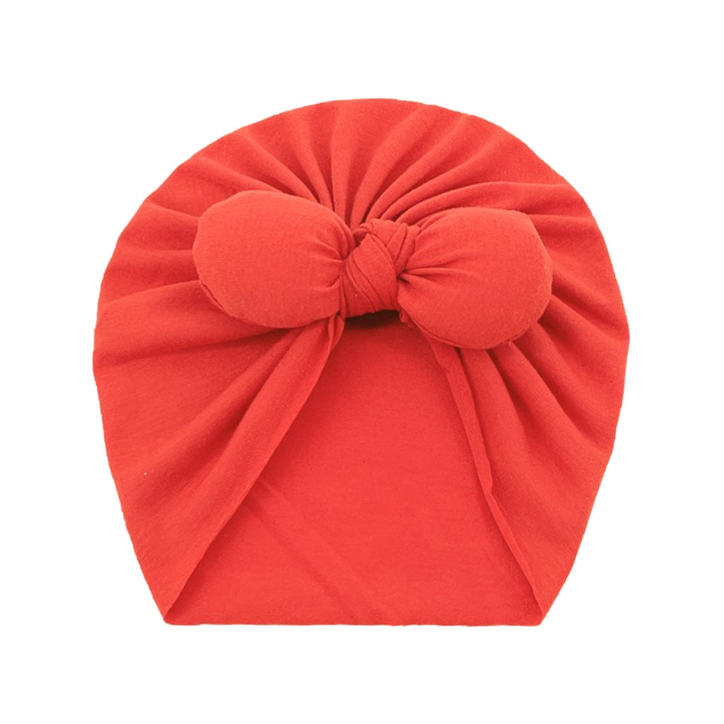 Newborn Cute Solid Color Bow Turban Cap