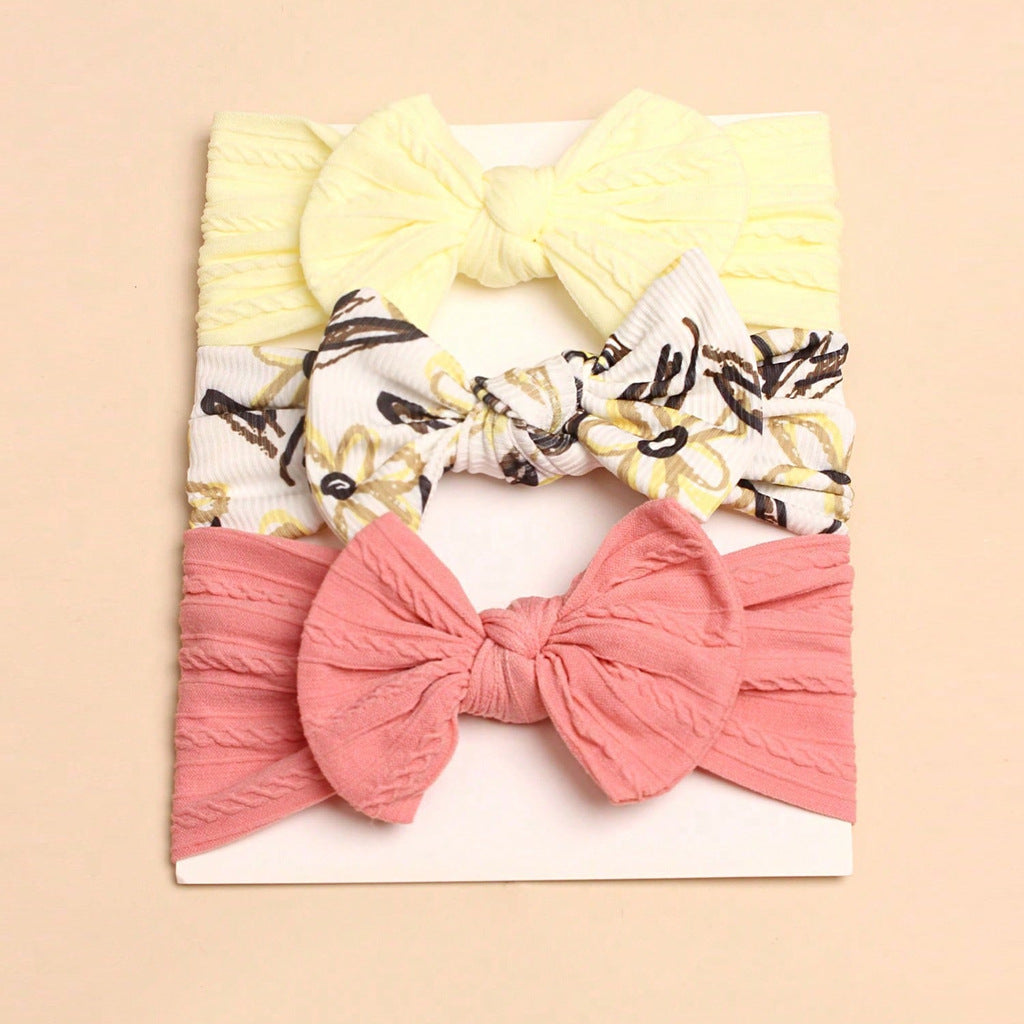 3pcs Spring Summer Baby Headscarf Children Cute Hair Bow Accessories