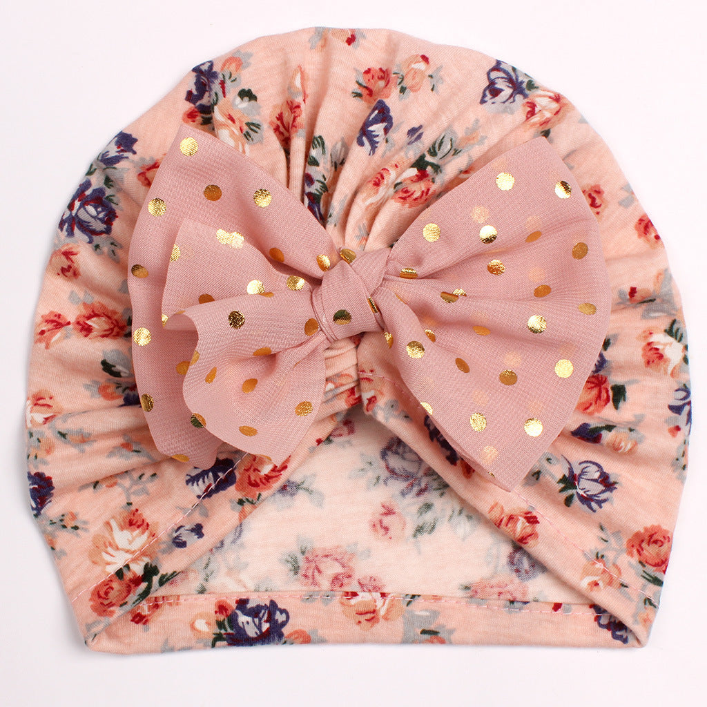 Newborn Cute Bow Tiny Flower Turban Cap