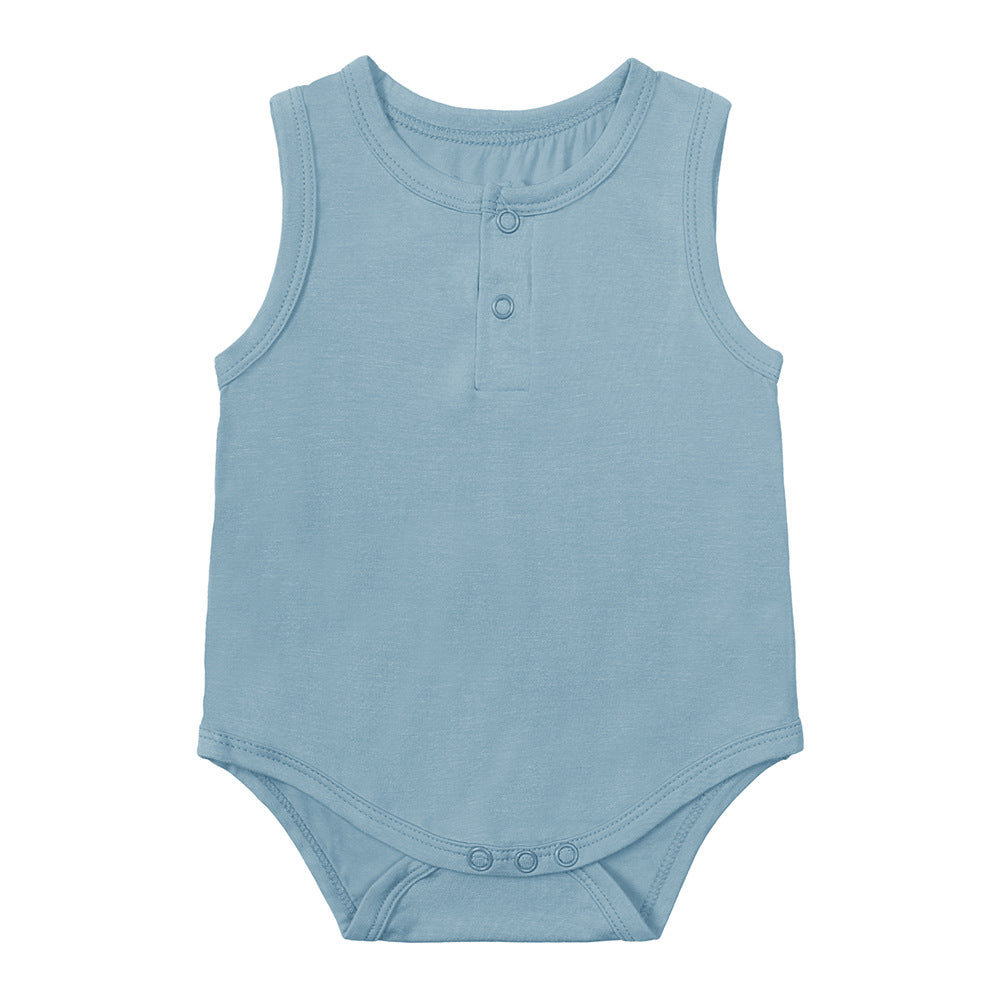 Kids Baby Boys Girls Casual Cute Solid Color Sleeveless Romper