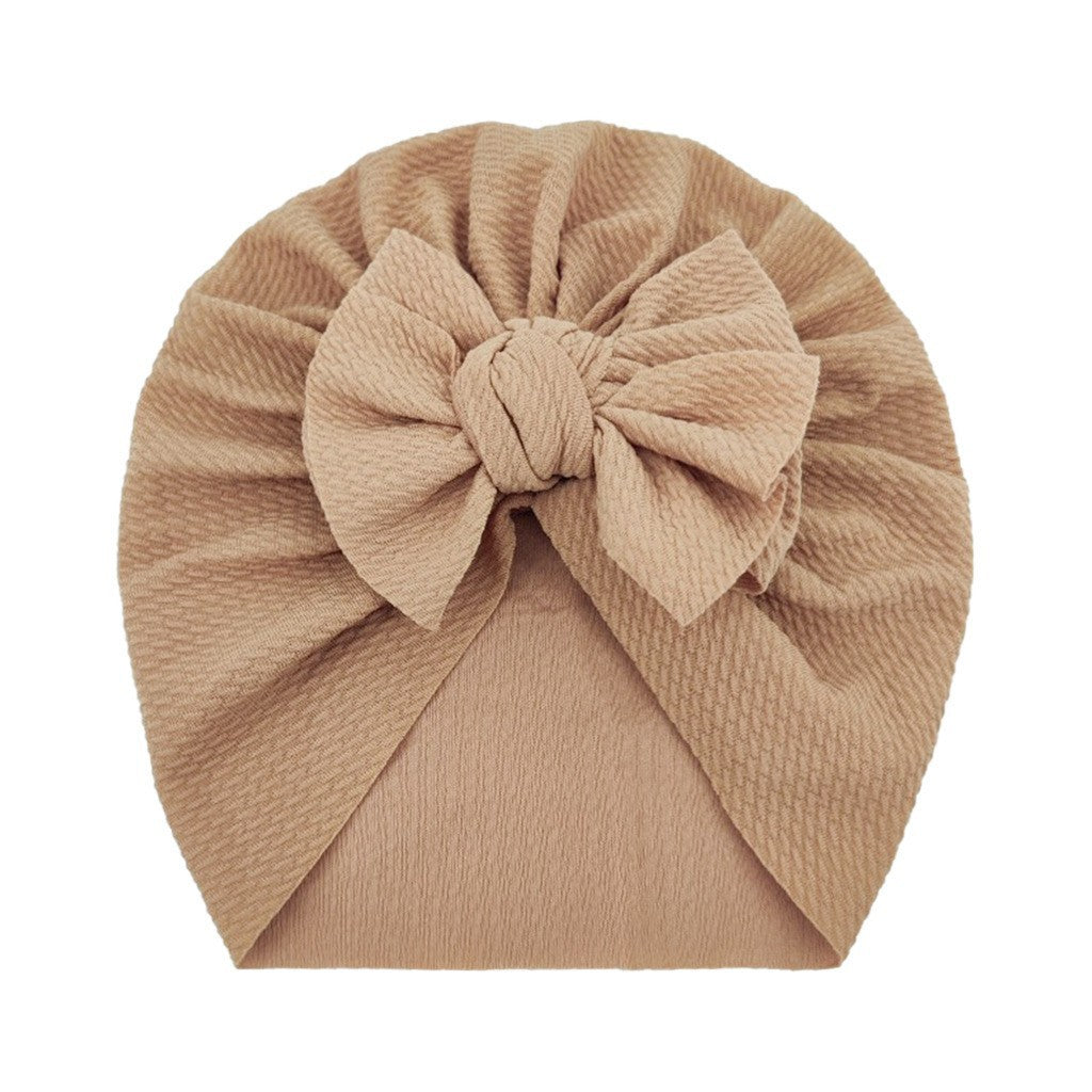 Newborn Cute Solid Color Bow Turban Cap