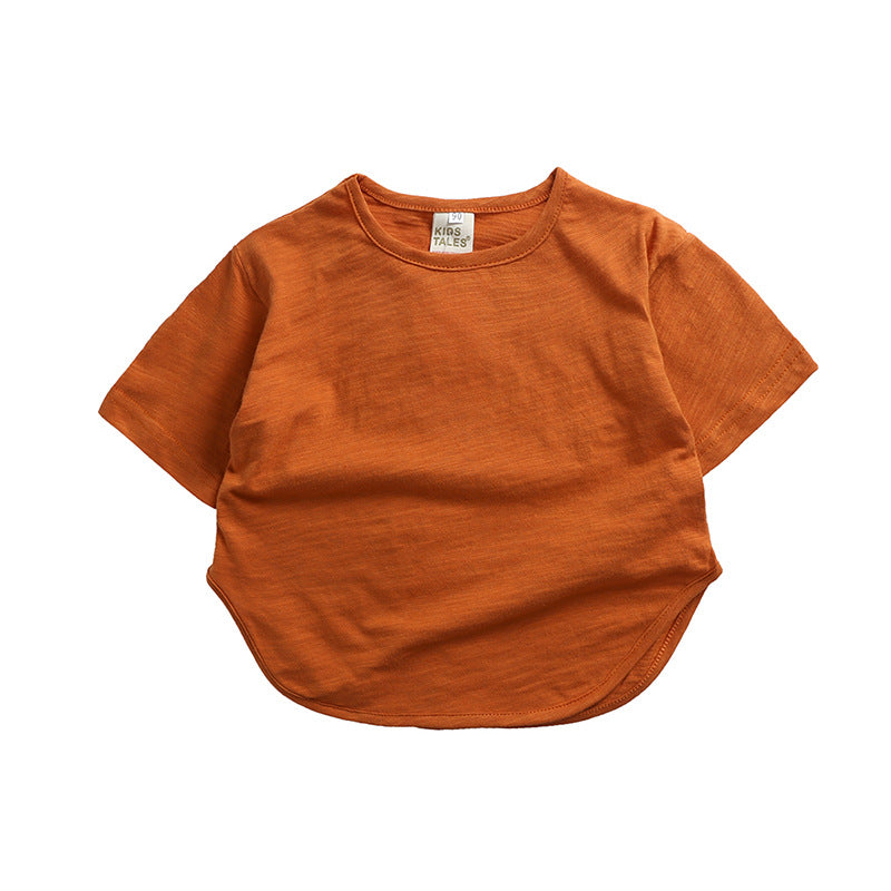 Children Kids Toddlers Girls Boys Boys Short Sleeve Solid Color T-Shirt