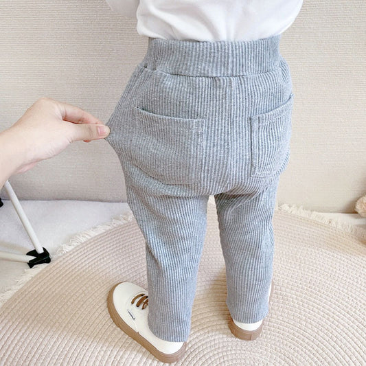 Spring And Autumn Thin Cotton Leggings Boys And Girls Rib-Knit Pants