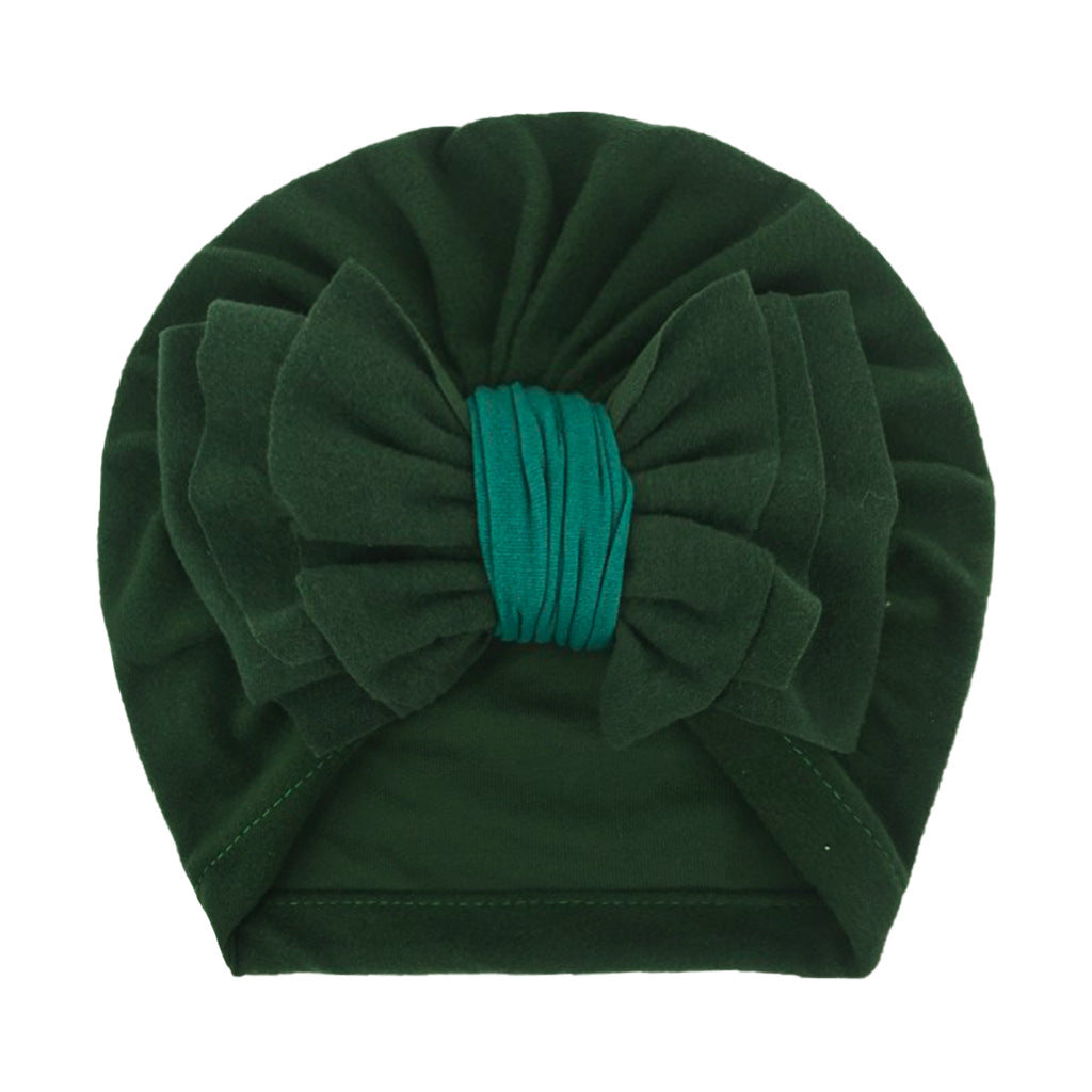 Newborn Cute Solid Color Bow Turban Cap