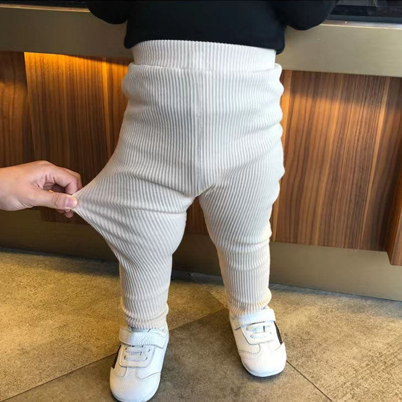 Spring And Autumn Thin Cotton Leggings Boys And Girls Rib-Knit Pants