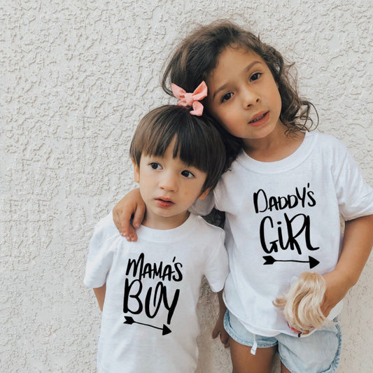 Children Kids Baby Fashion Boys Girls Short Sleeve Daddy'S Mama'S Letter Print T-Shirt