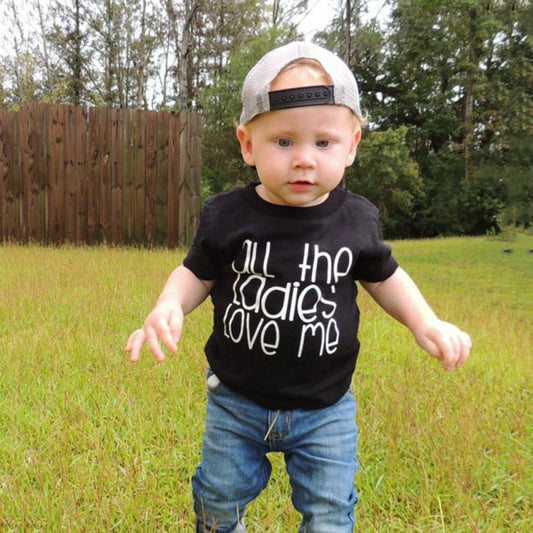 Children Kids Baby Fashion Girls Boys Basic Casual All The Kadies Love Print Short Sleeve T-Shirt