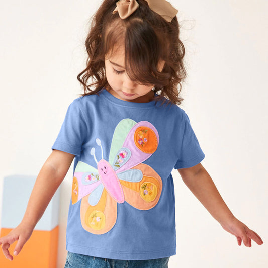 Girls Fashion Butterfly Short Sleeve T-Shirt