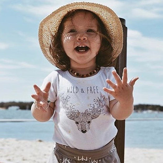 Kids Toddler Girls Fashion Simia Cartoon Deer Head Crew Neck T-Shirt Top