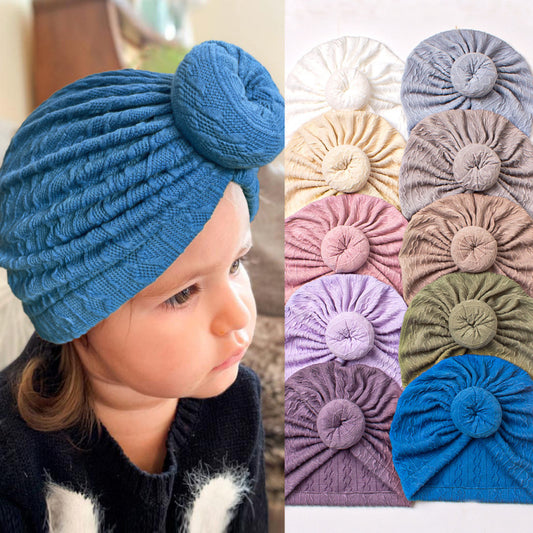 Toddlers Newborn Baby Cute Solid Color Knot Cap