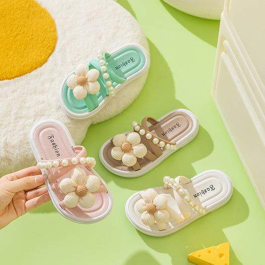 Children Fashion Platform Floral Girls' Slippers