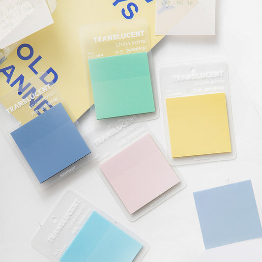 50pcs PET Self-Adhesive Transparent Waterproof Pastel Color Memo Pads