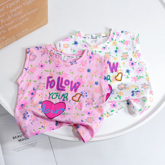 Children Kids Toddlers Girls Cartoon Print Sleeveless Vest