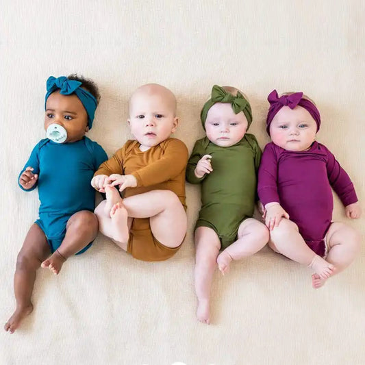 Kids Baby Boys Girls Casual Cute Solid Color Long Sleeve Romper