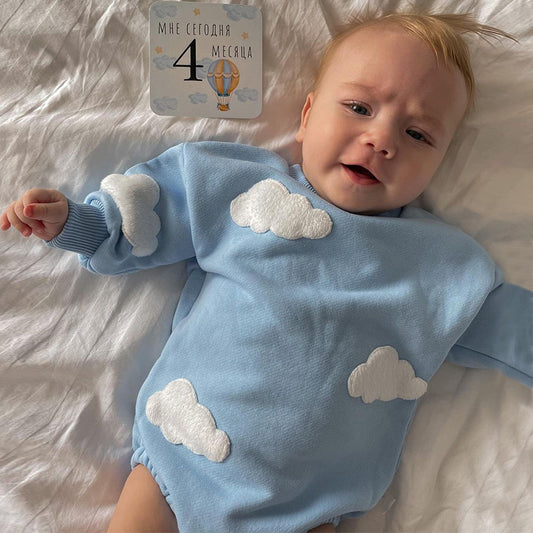 Newborn Infant Baby Stereo Clouds Floral One-Piece Rompers