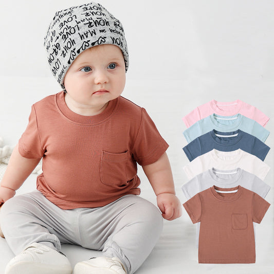 Kids Baby Boys Girls Casual Basic Solid Color Short Sleeve T-Shirt