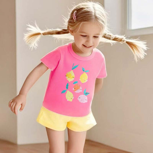Kids Toddler Girls Casual Cute Short Sleeve T-Shirt