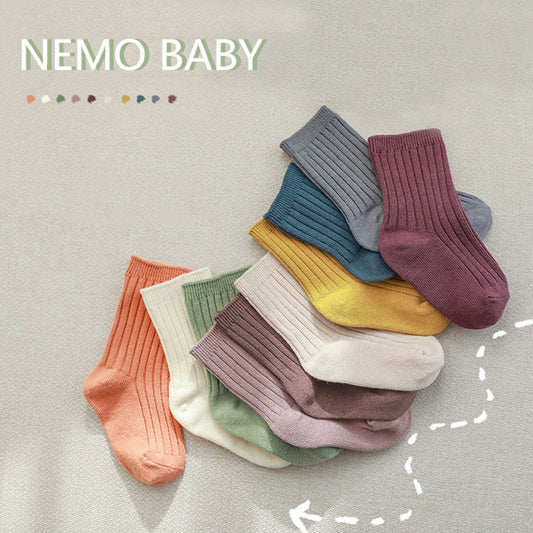 5pairs/set Kids Basic Solid Color Socks