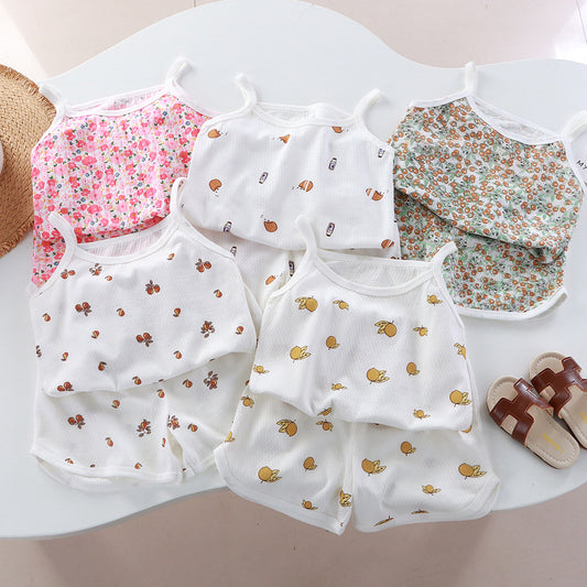Cotton Toddler Girls Summer Camis Shorts Two-Piece Set