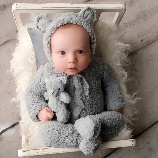 Newborn Baby Bear Photography Clothing Plush Jumpsuits