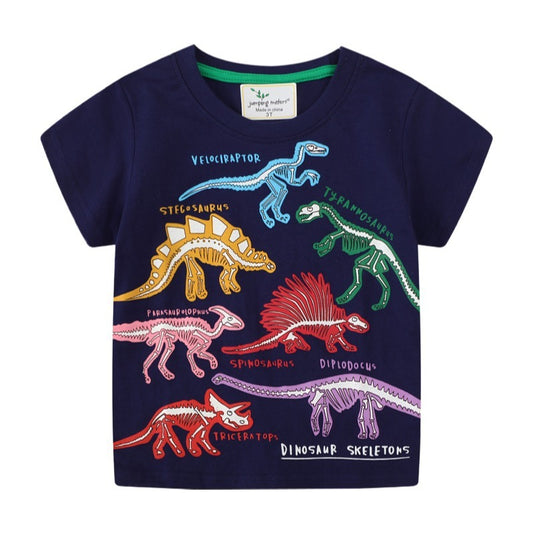 Kids Boys Casual Round Neck Short Sleeve Dinosaur Pattern T-shirt