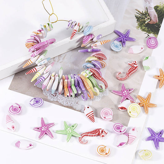 Multicolor Acrylic Marine Life Beads Bracelet Necklace Beaded Diy Jewelry Accessories