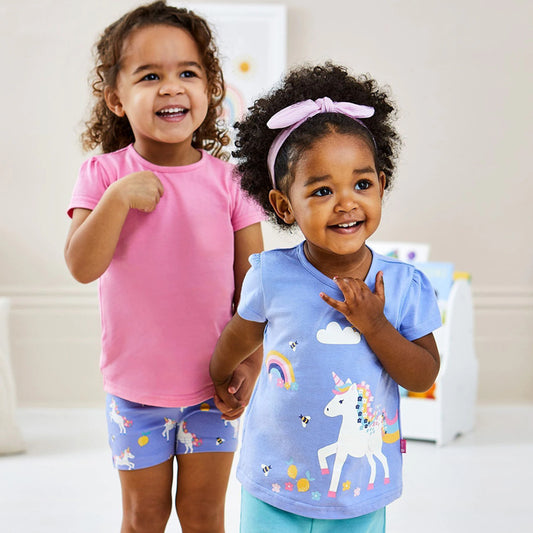 Kids Toddler Girls Casual Cute Short Sleeve T-Shirt