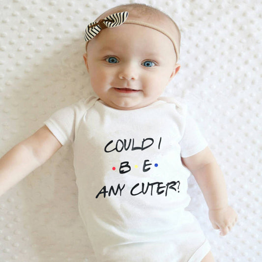 Baby Basic Round Neck Short Sleeve Letter Pattern Romper